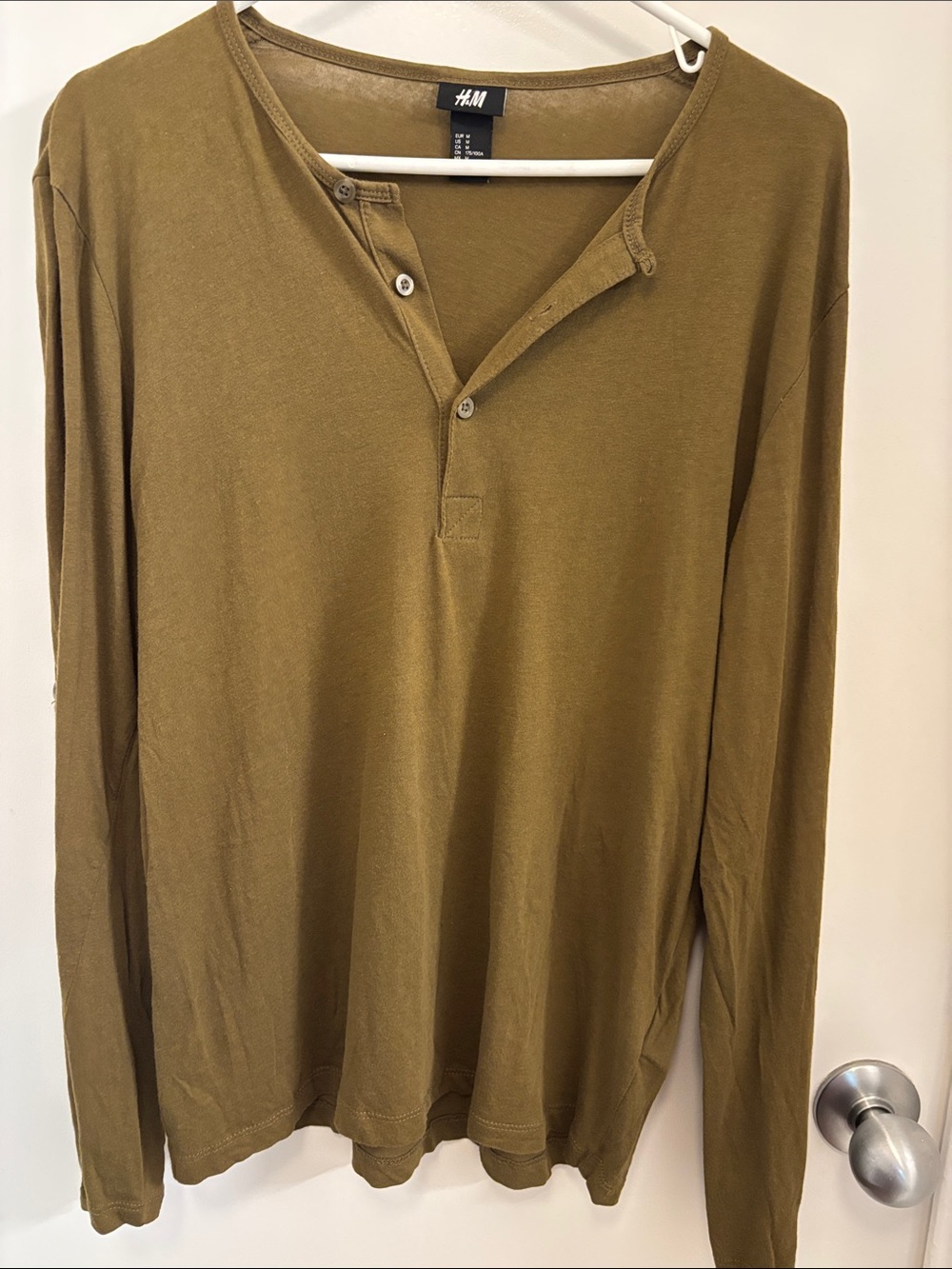 H&M Olive Green Long-Sleeve Henley Shirt